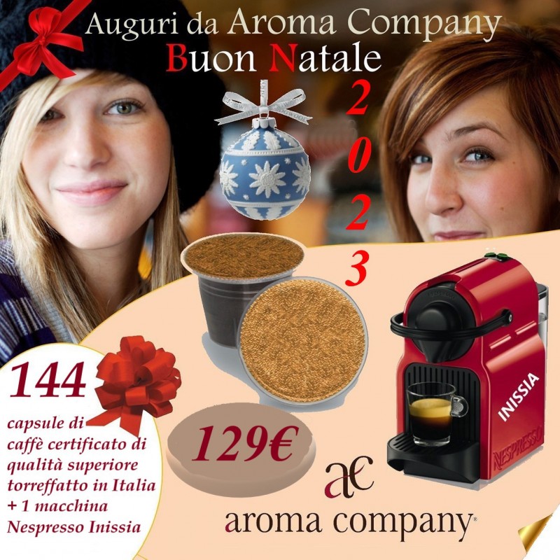 Offerta speciale Natale 2023 macchina Nespresso + 144 capsule miscele varie  - Aroma Company - Il Mondo in Capsula